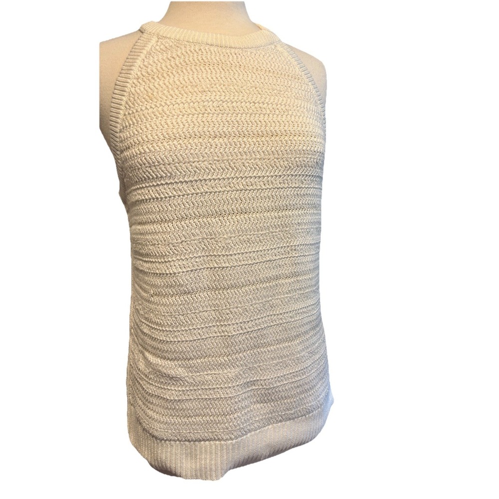 Gap Rib Tank Sleeveless Sweater Top White Clean Look Dressy Beach Size XL Large